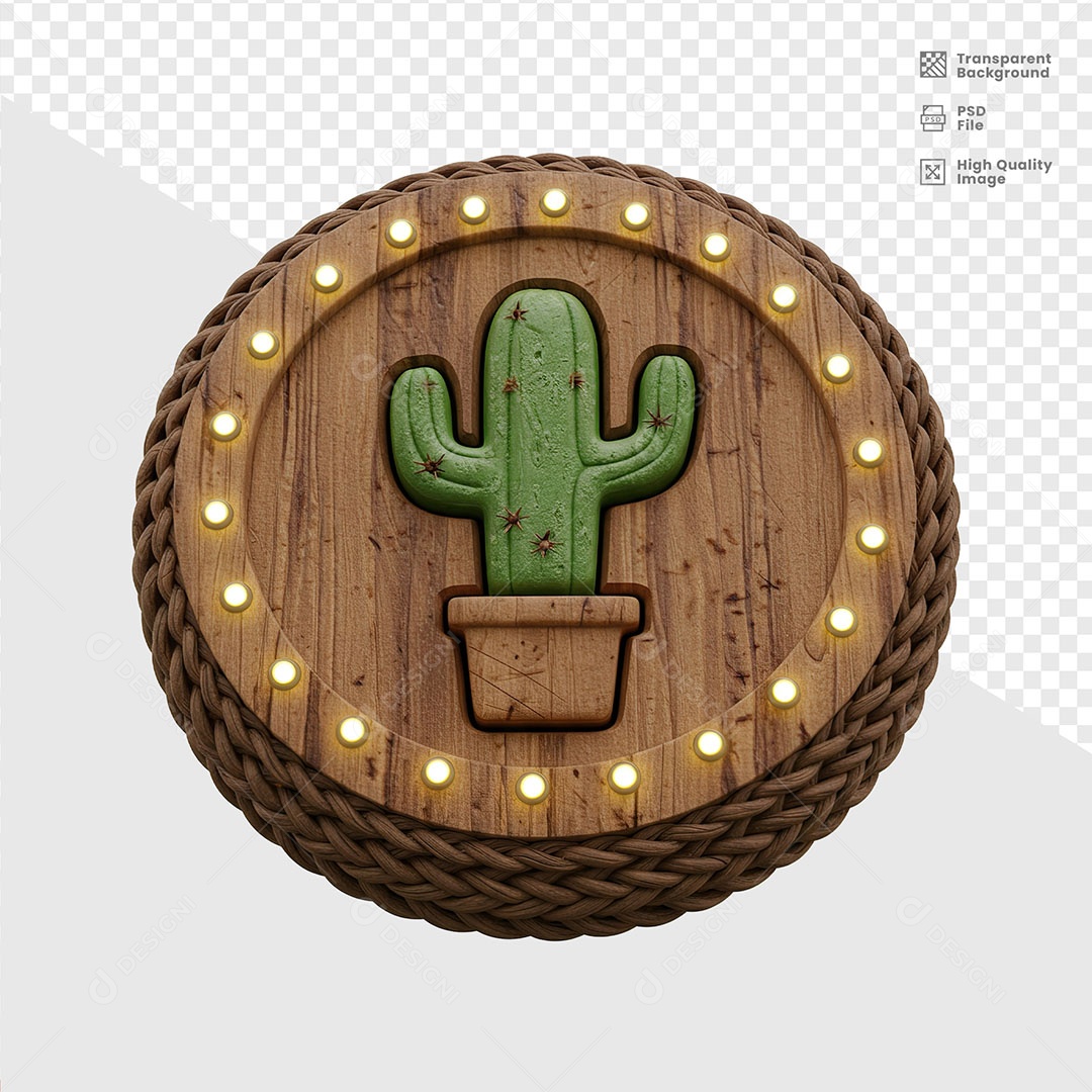 Elemento 3D Placa De Madeira De São João Para Composição PSD