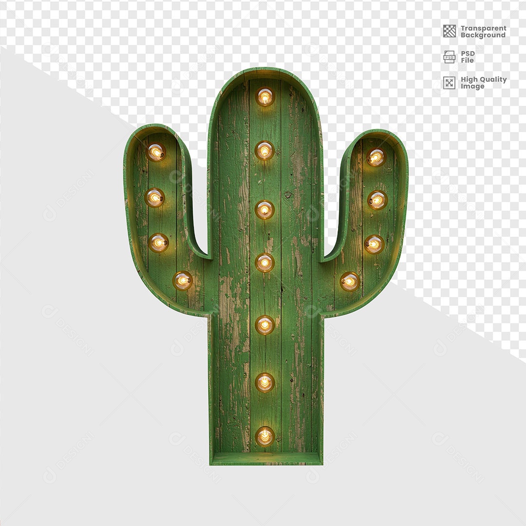 Elemento 3D Cacto De Madeira De São João Para Composição PSD