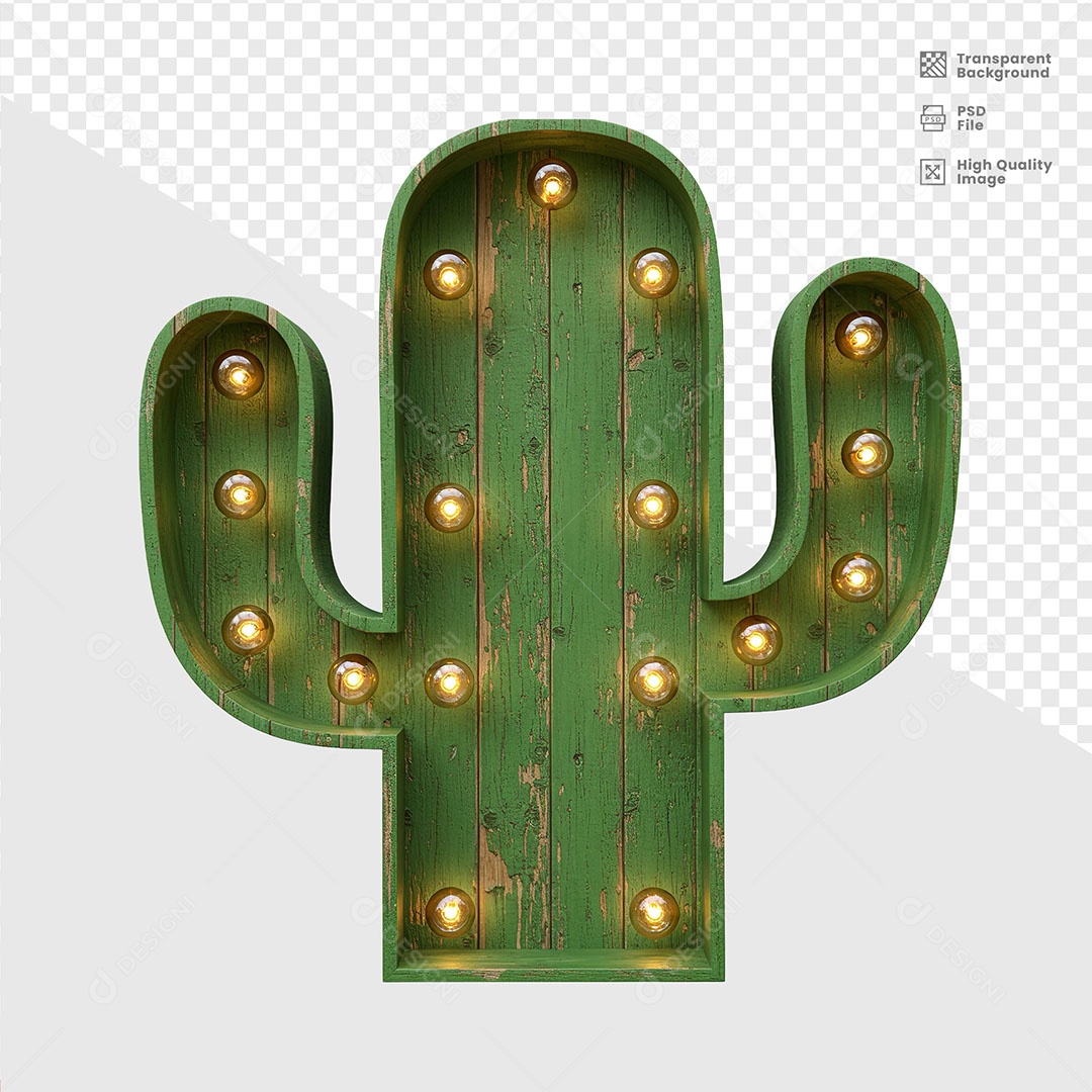 Elemento 3D Cacto De Madeira De São João Para Composição PSD