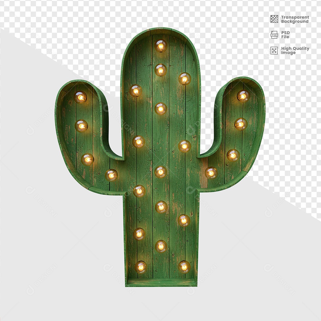 Elemento 3D Cacto De Madeira De São João Para Composição PSD