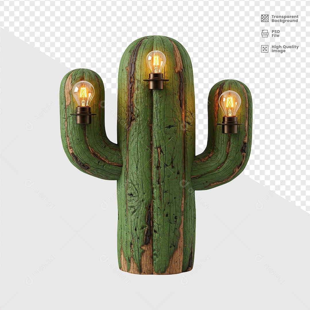 Elemento 3D Cacto De Madeira De São João Para Composição PSD