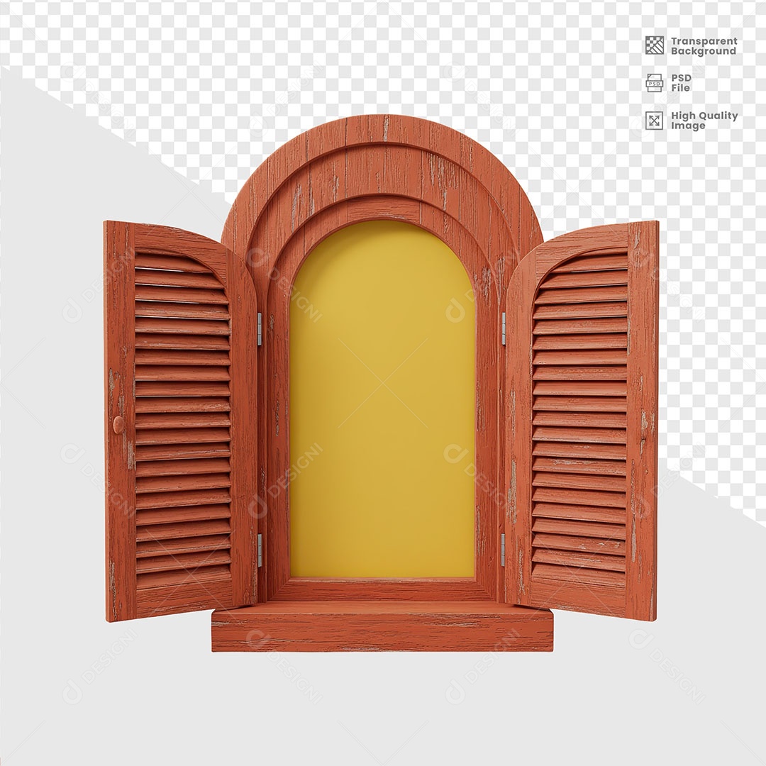 Elemento 3D Janela De Madeira De São João Para Composição PSD