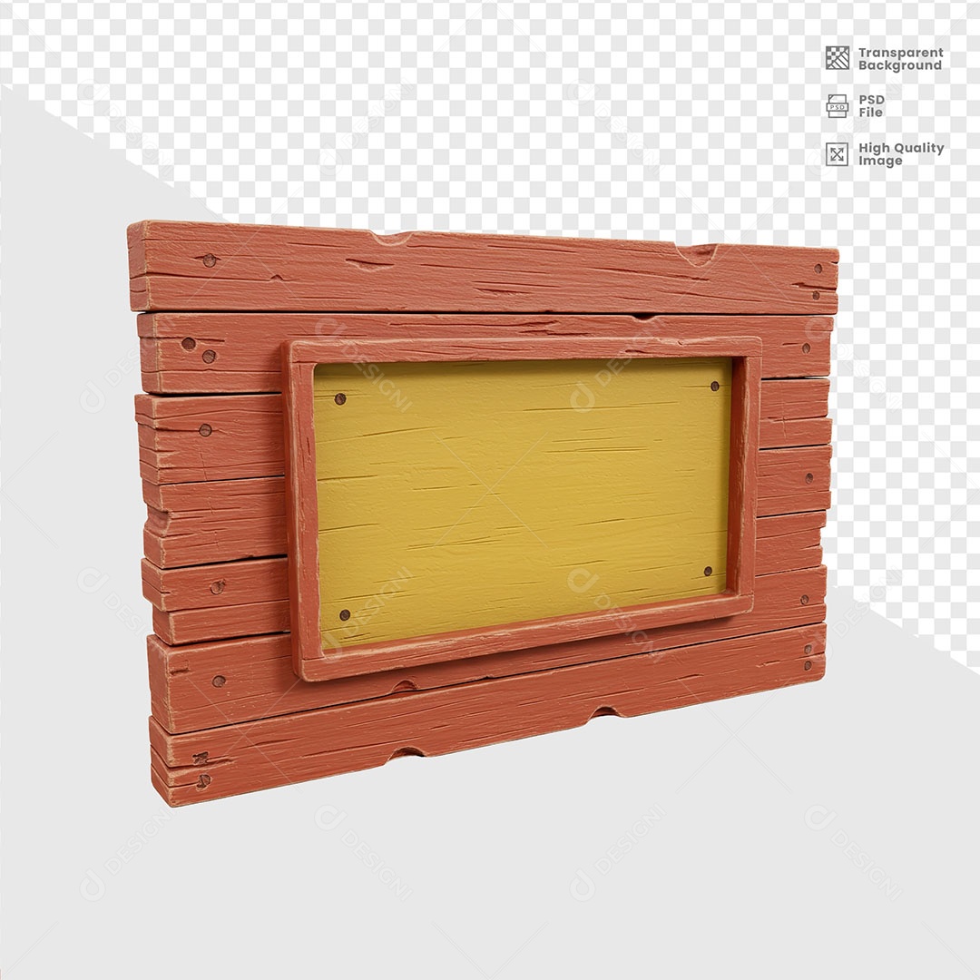Painel Base de Madeira Elemento 3D para Composição PSD