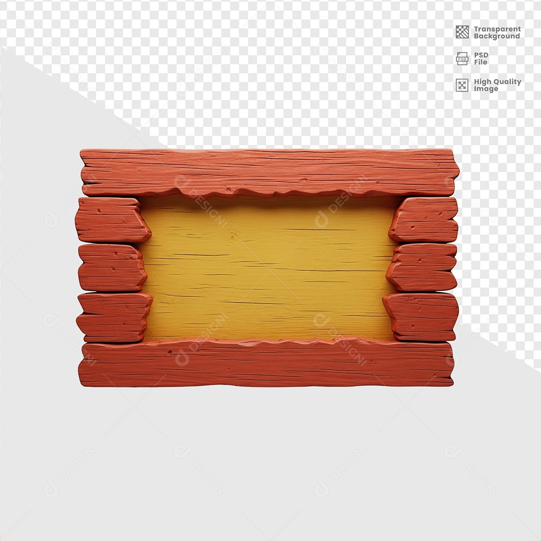 Painel Base de Madeira Elemento 3D para Composição PSD