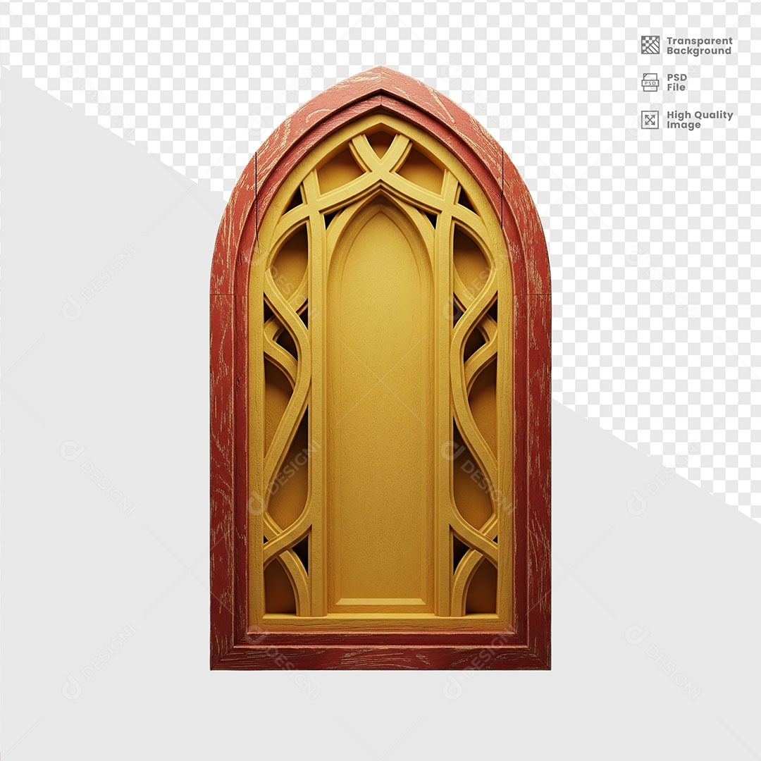 Porta de Madeira Elemento 3D para Composição PSD