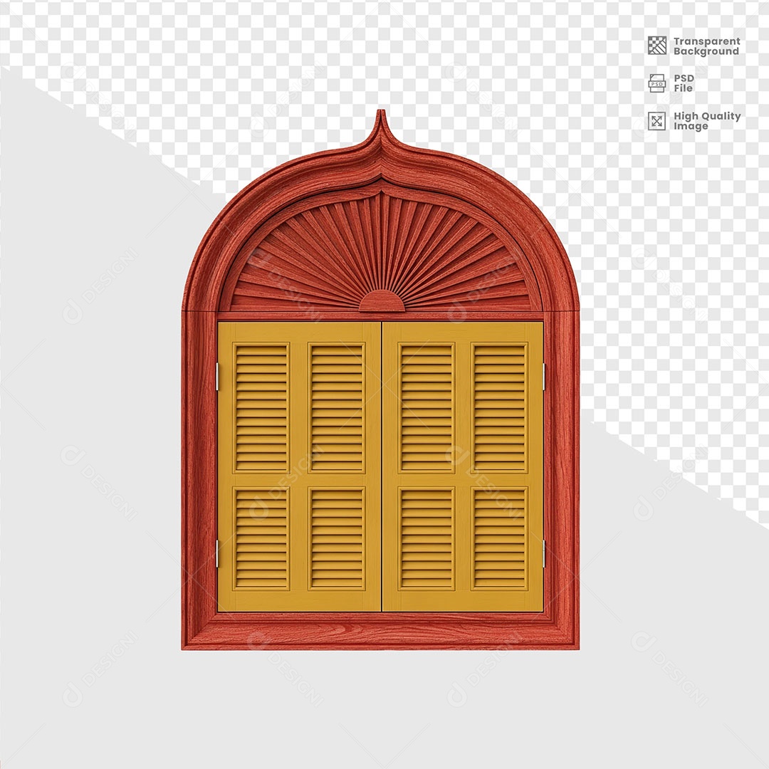 Elemento 3D Janela De Madeira De São João Para Composição PSD