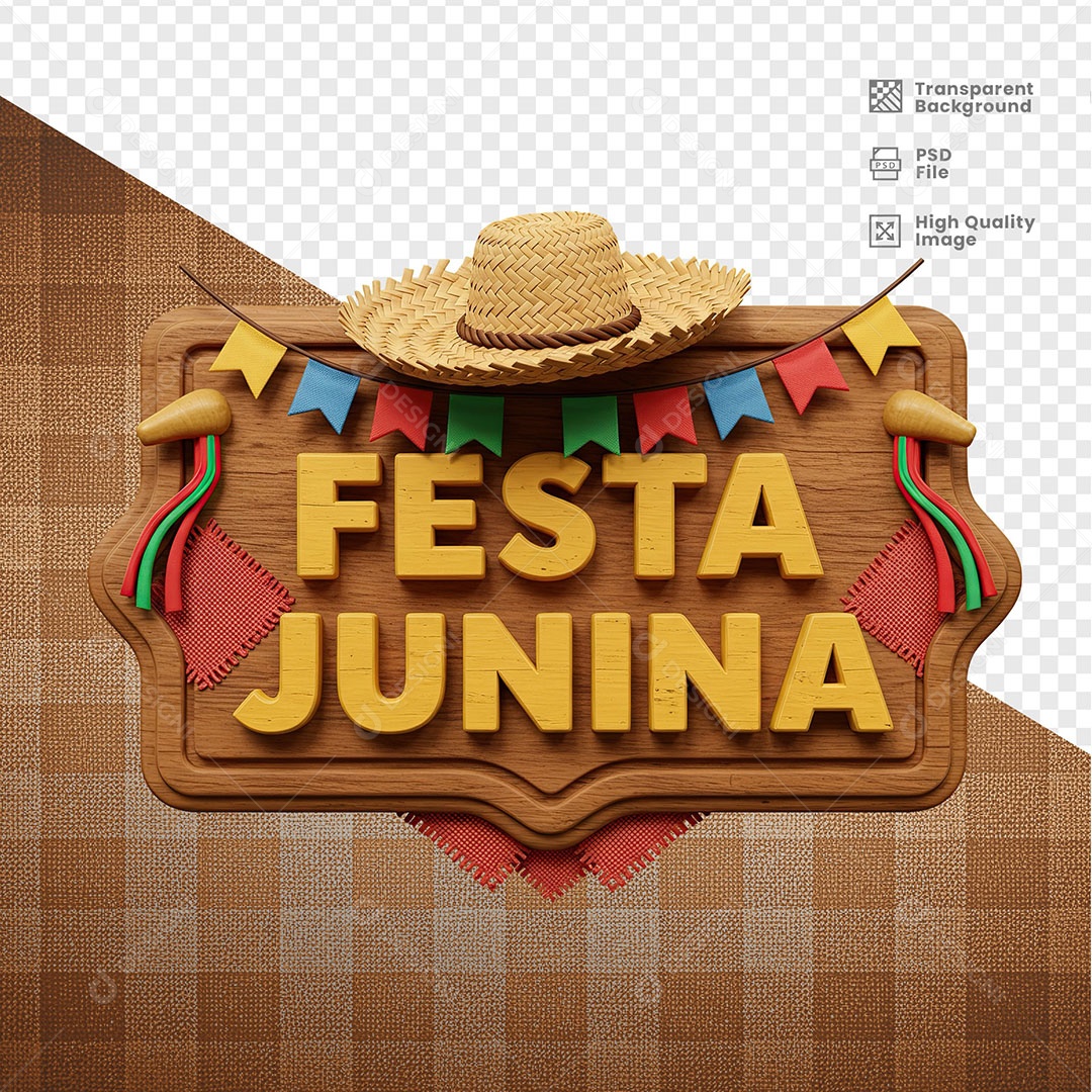 Selo 3D Festa Junina Para Composição PSD