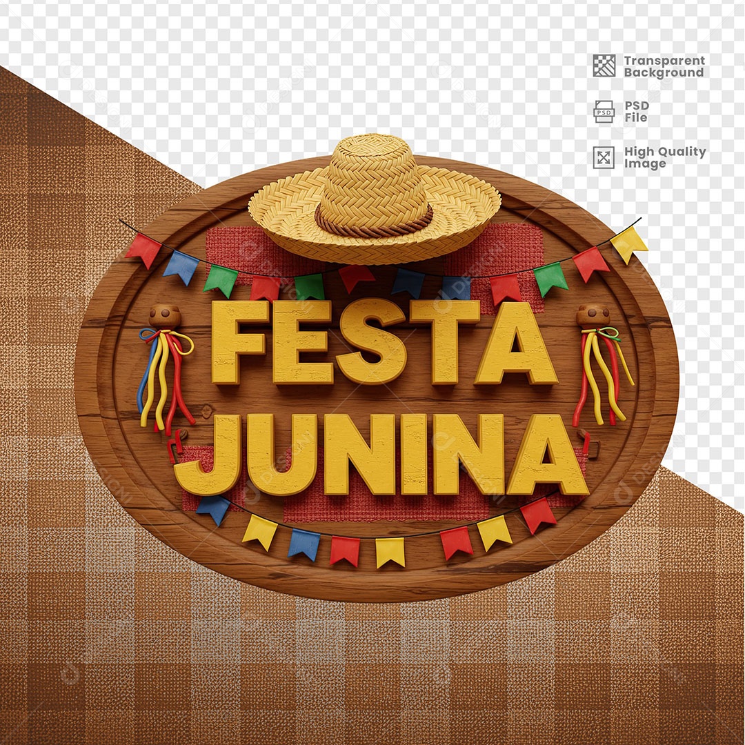 Selo 3D Festa Junina Para Composição PSD