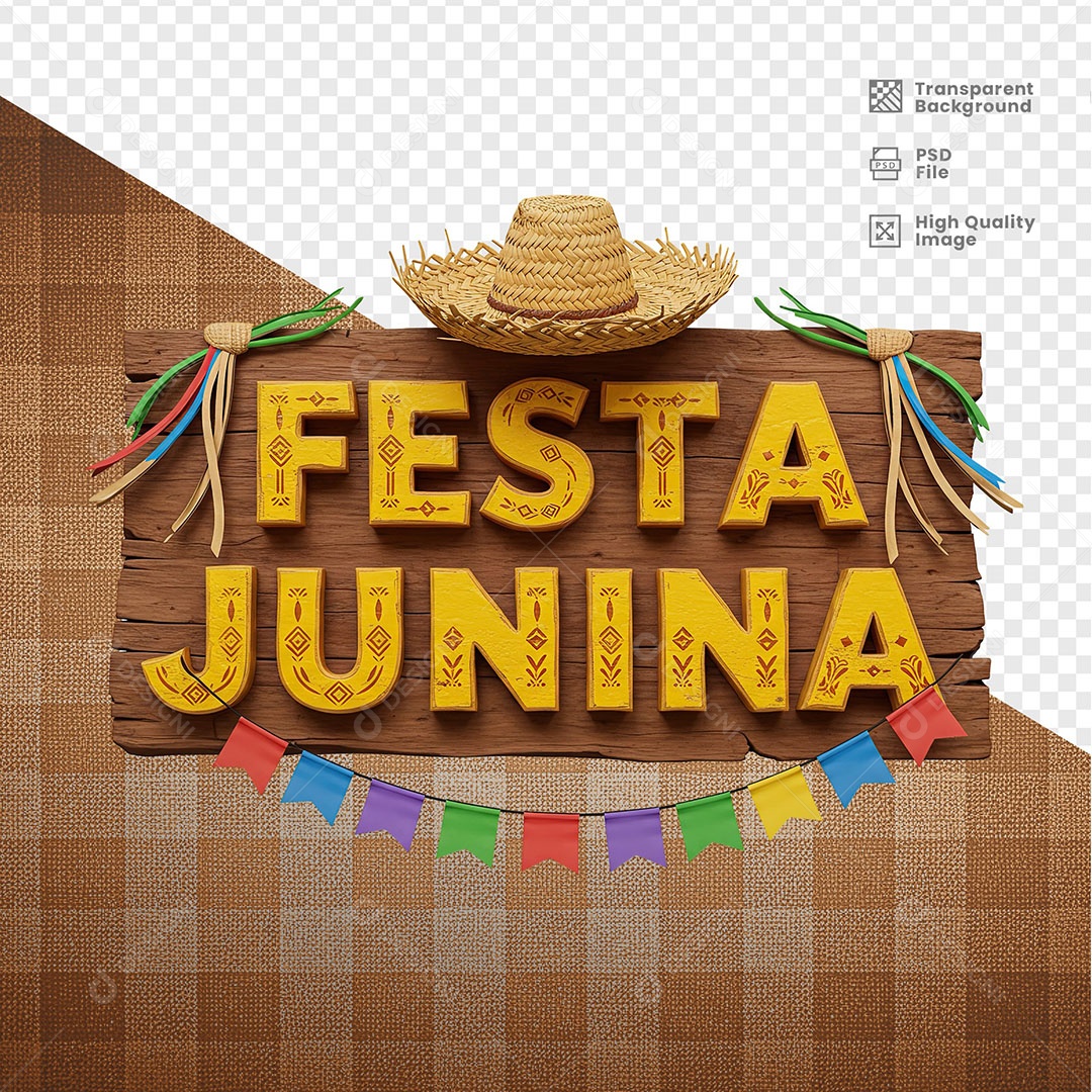 Selo 3D Festa Junina Para Composição PSD