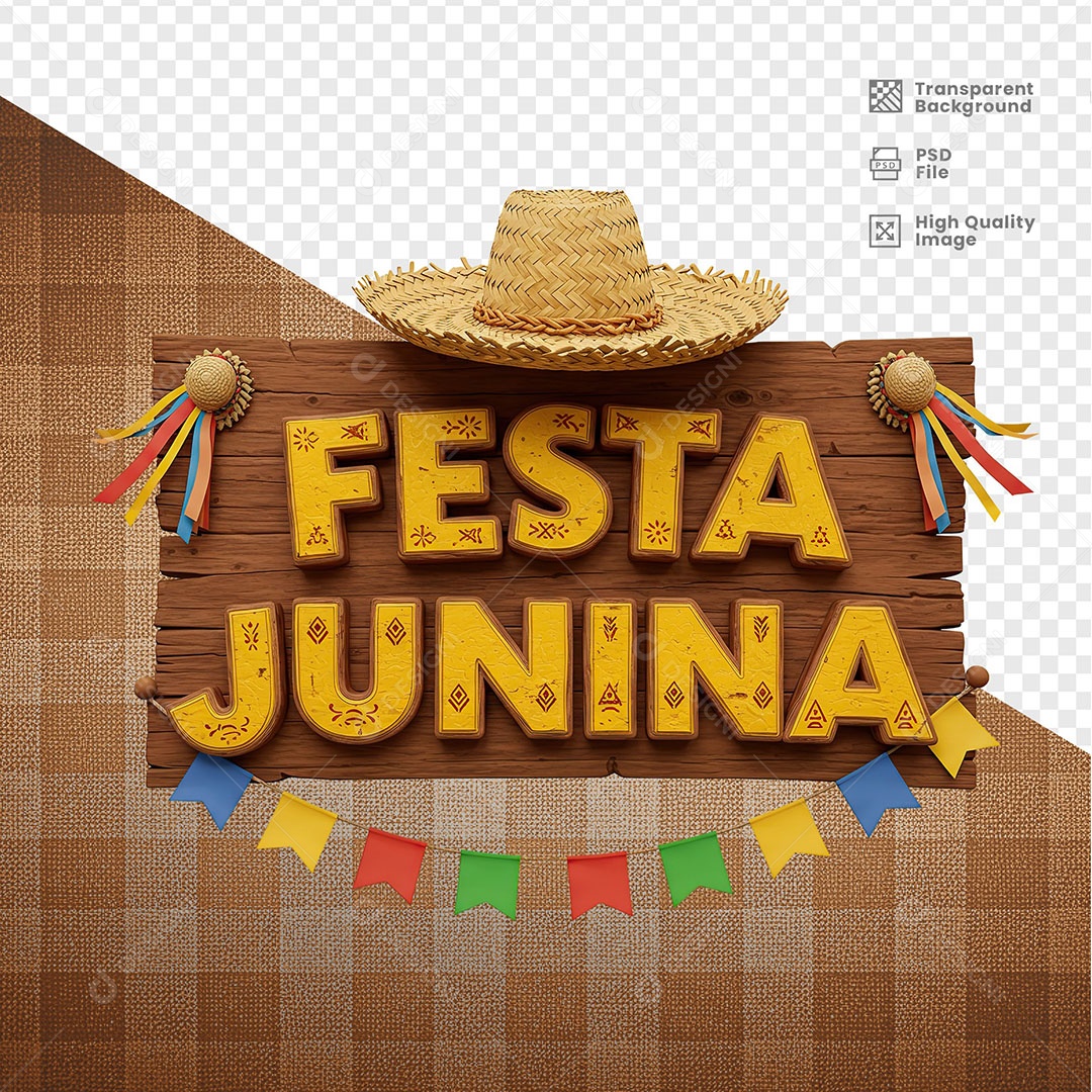 Selo 3D Festa Junina Para Composição PSD