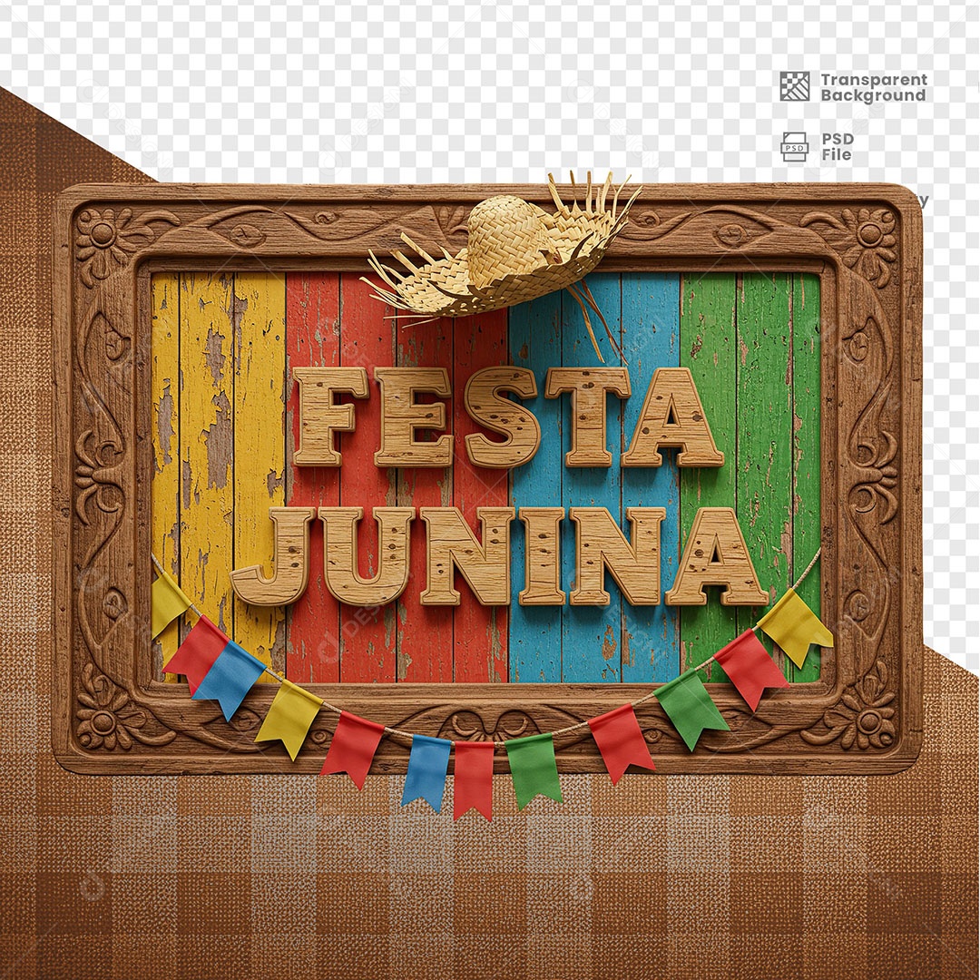 Selo 3D Festa Junina Para Composição PSD