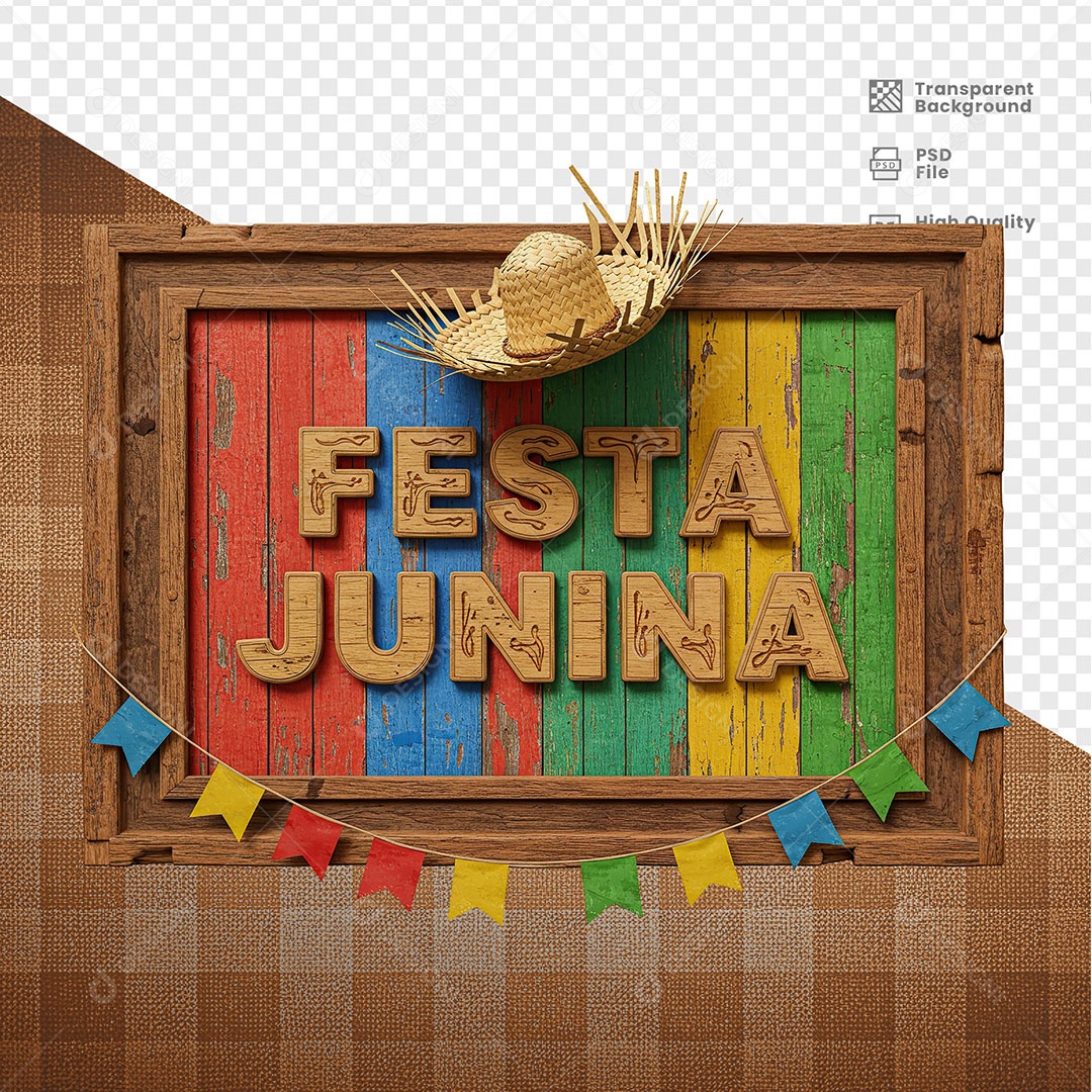 Selo 3D Festa Junina Para Composição PSD