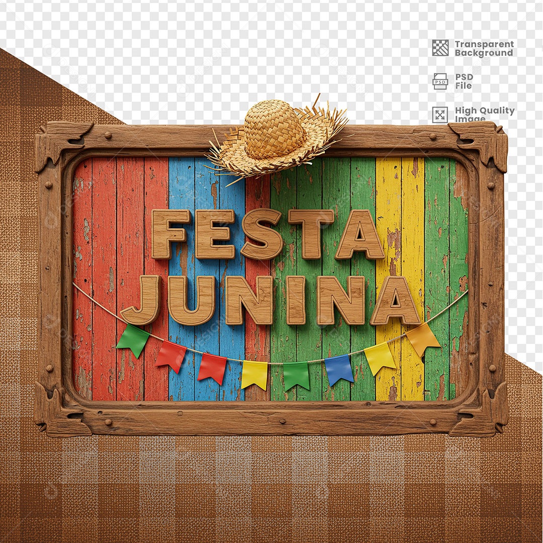 Selo 3D Festa Junina Para Composição PSD