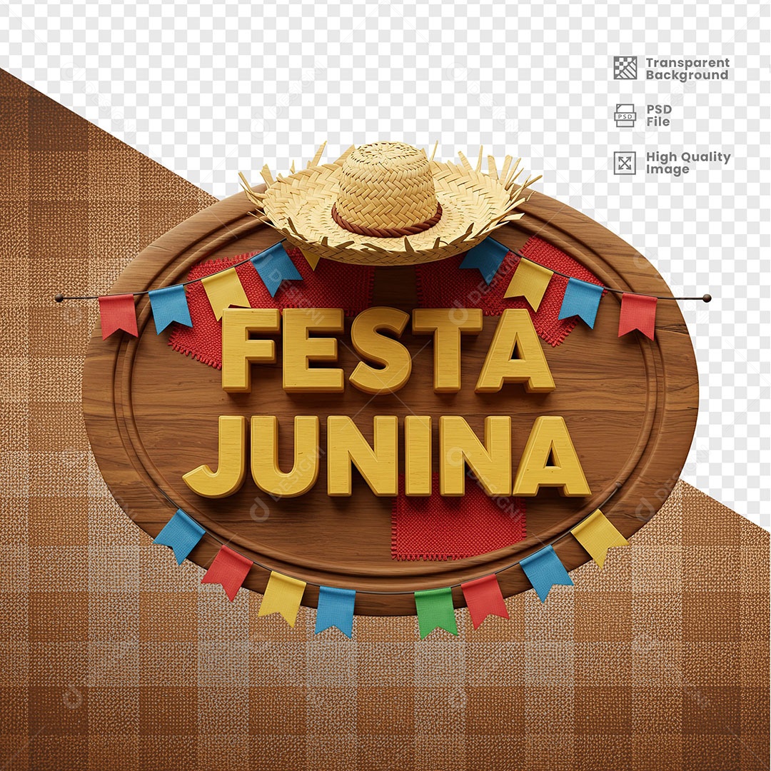 Selo 3D Festa Junina Para Composição PSD