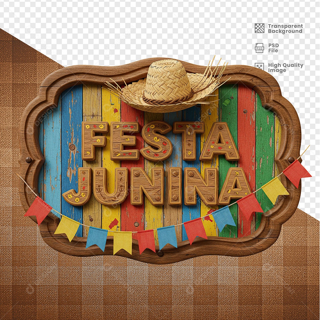 Selo 3D Festa Junina Para Composição PSD