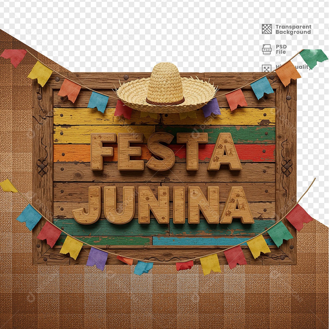 Selo 3D Festa Junina Para Composição PSD