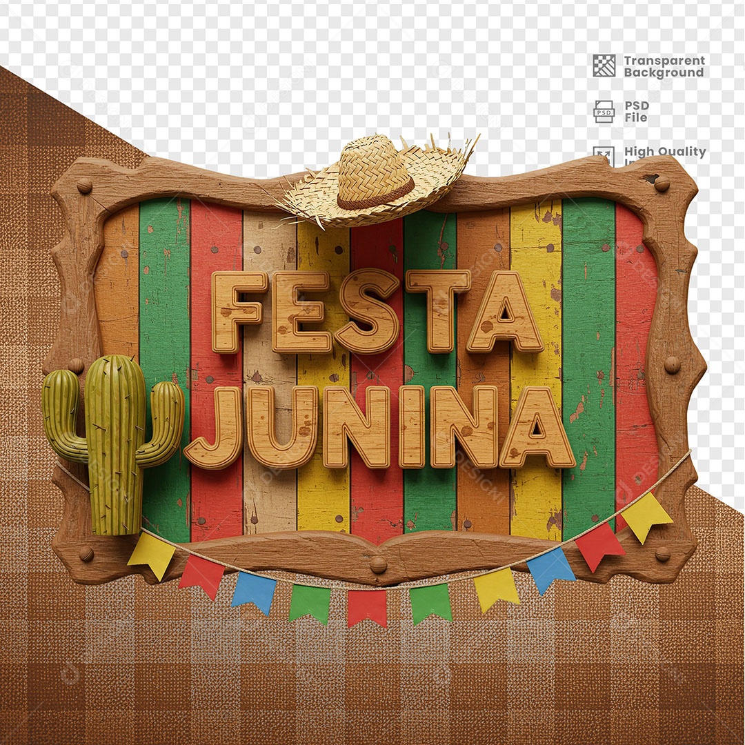Selo 3D Festa Junina Para Composição PSD