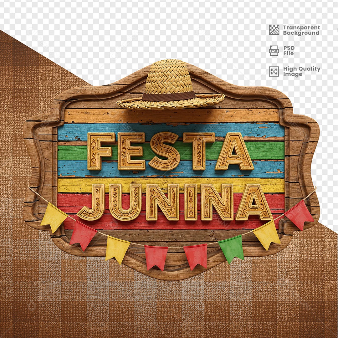Selo 3D Festa Junina Para Composição PSD