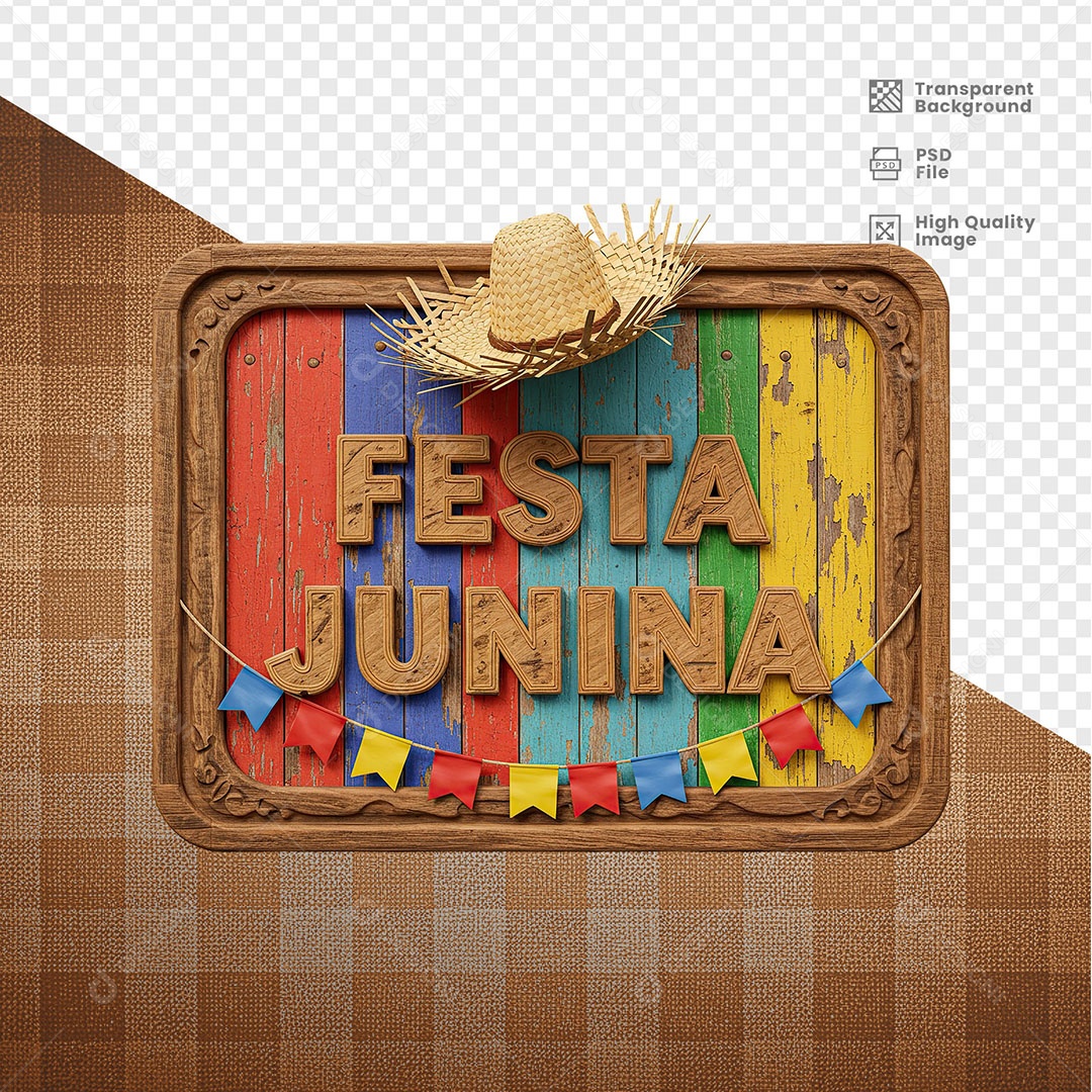 Selo 3D Festa Junina Para Composição PSD