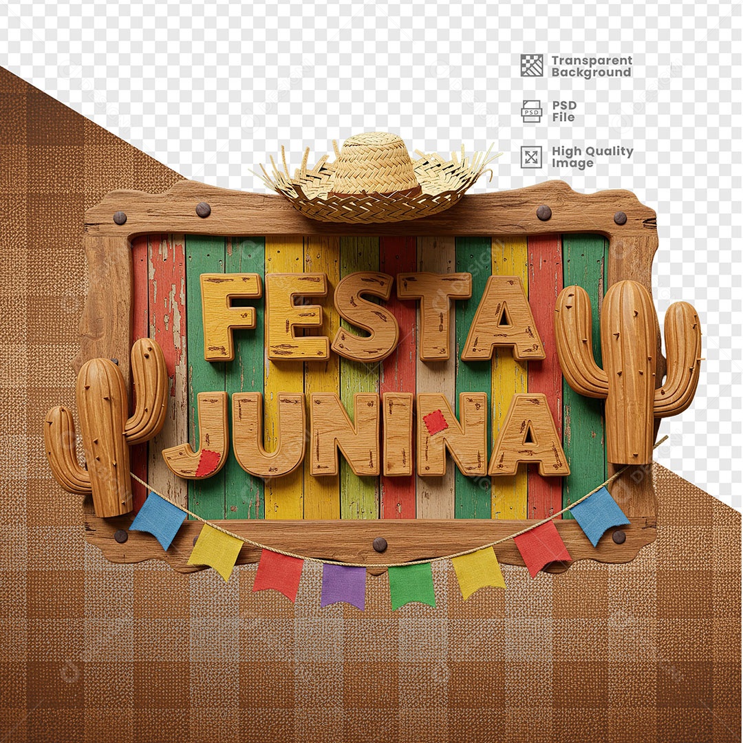 Selo 3D Festa Junina Para Composição PSD