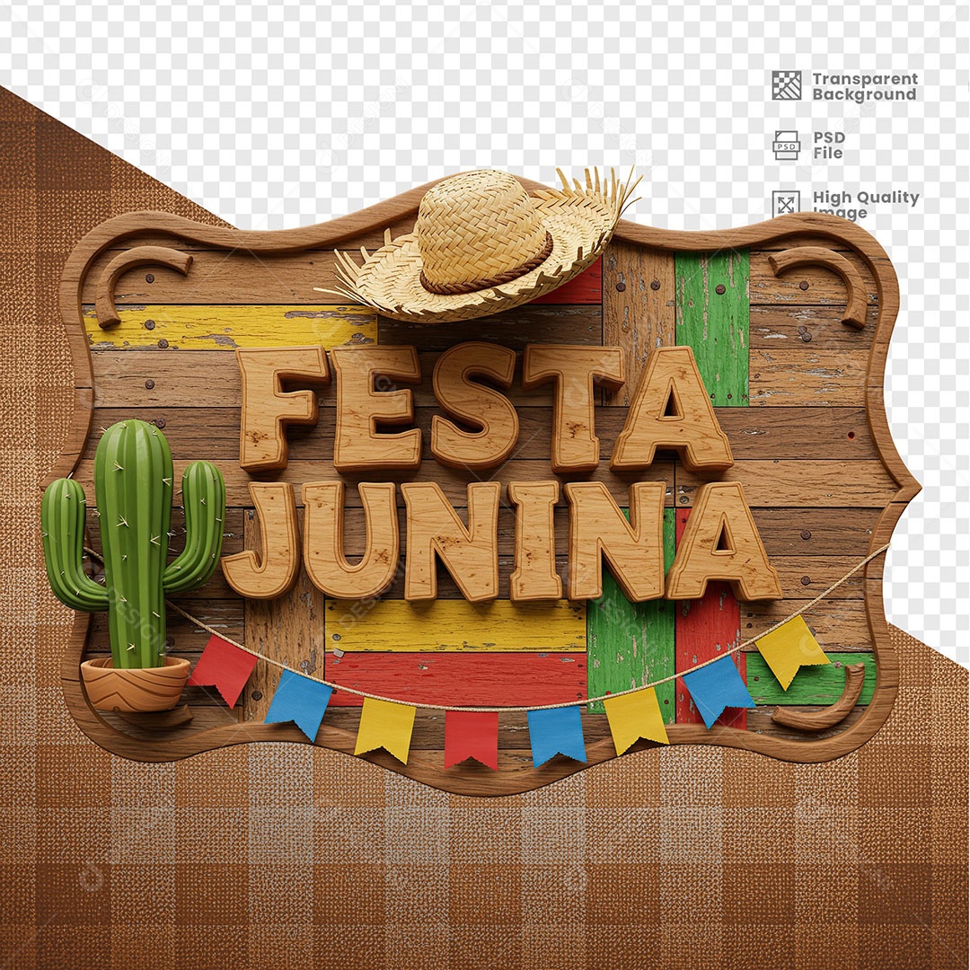 Selo 3D Festa Junina Para Composição PSD