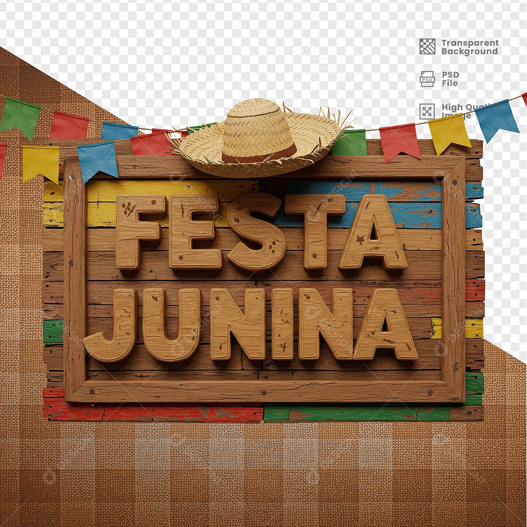 Selo 3D Festa Junina Para Composição PSD