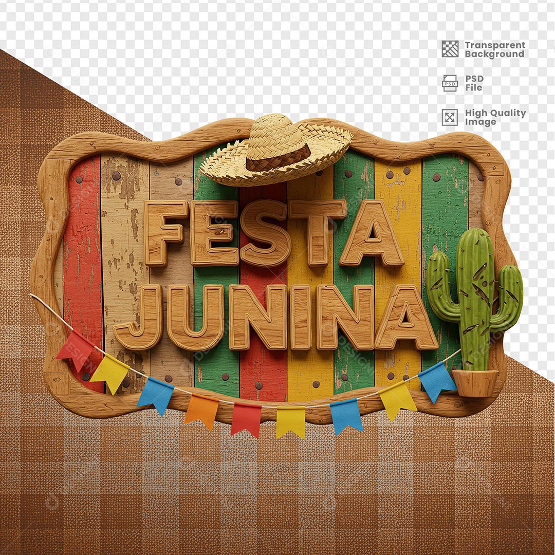 Selo 3D Festa Junina Para Composição PSD