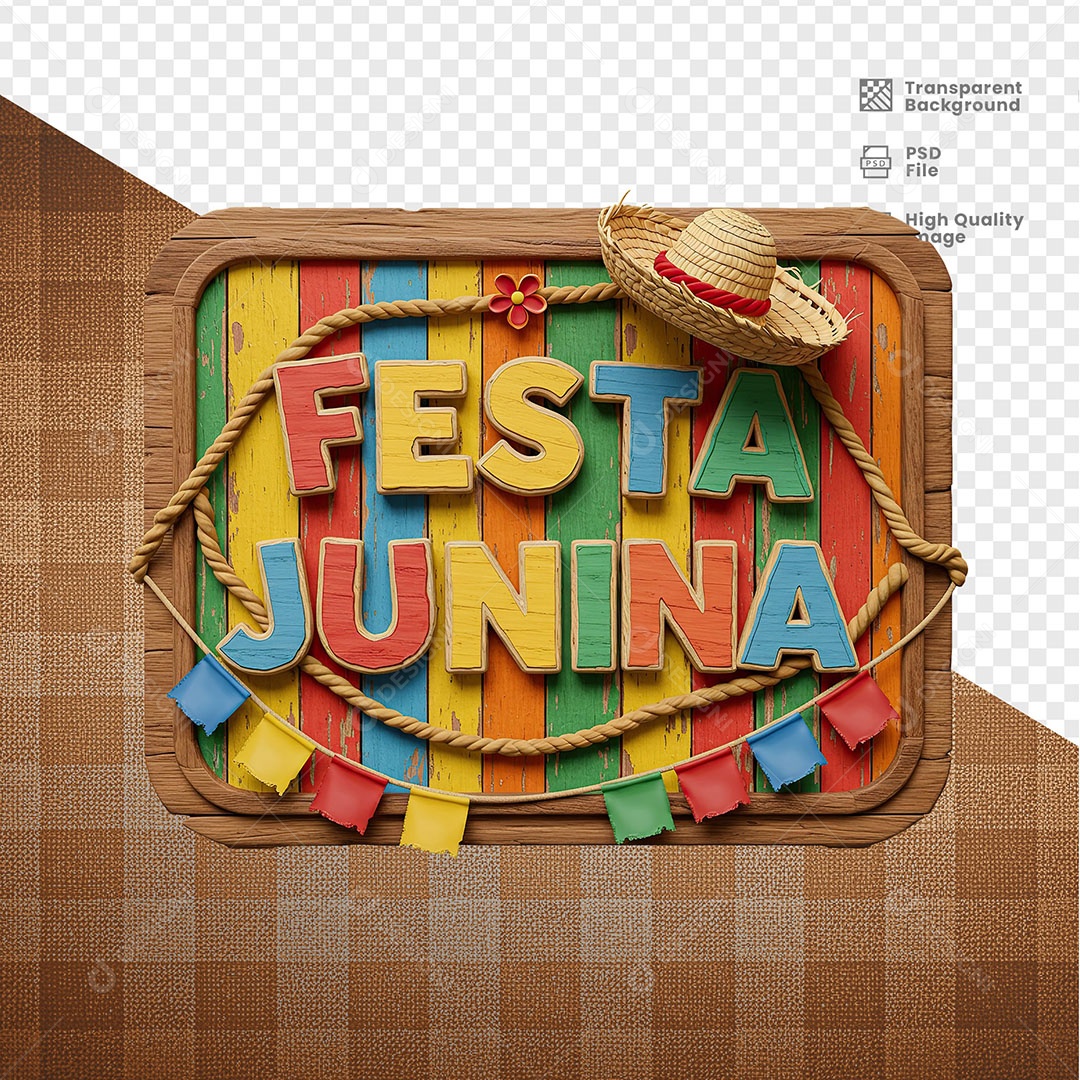 Selo 3D Festa Junina Para Composição PSD