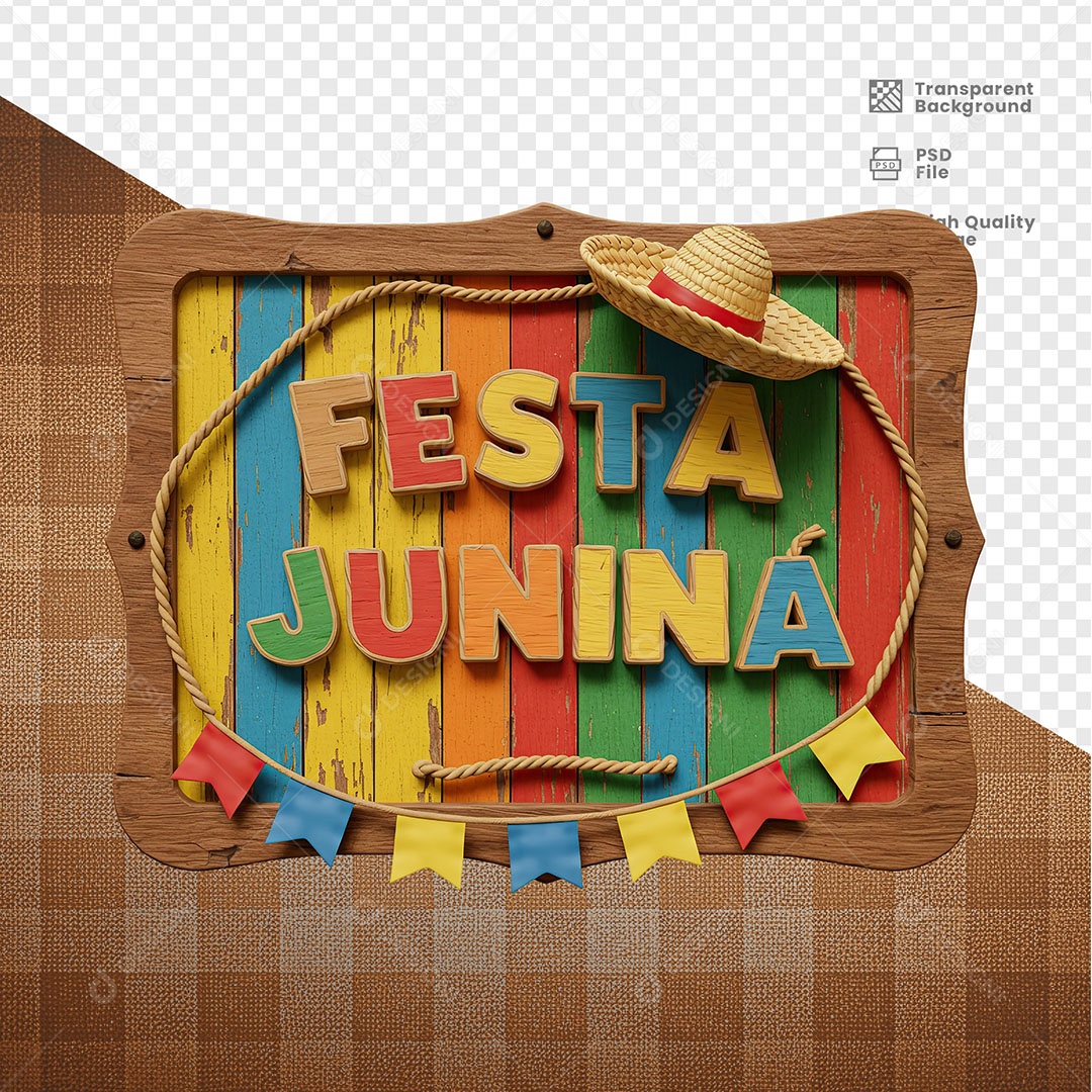 Selo 3D Festa Junina Para Composição PSD