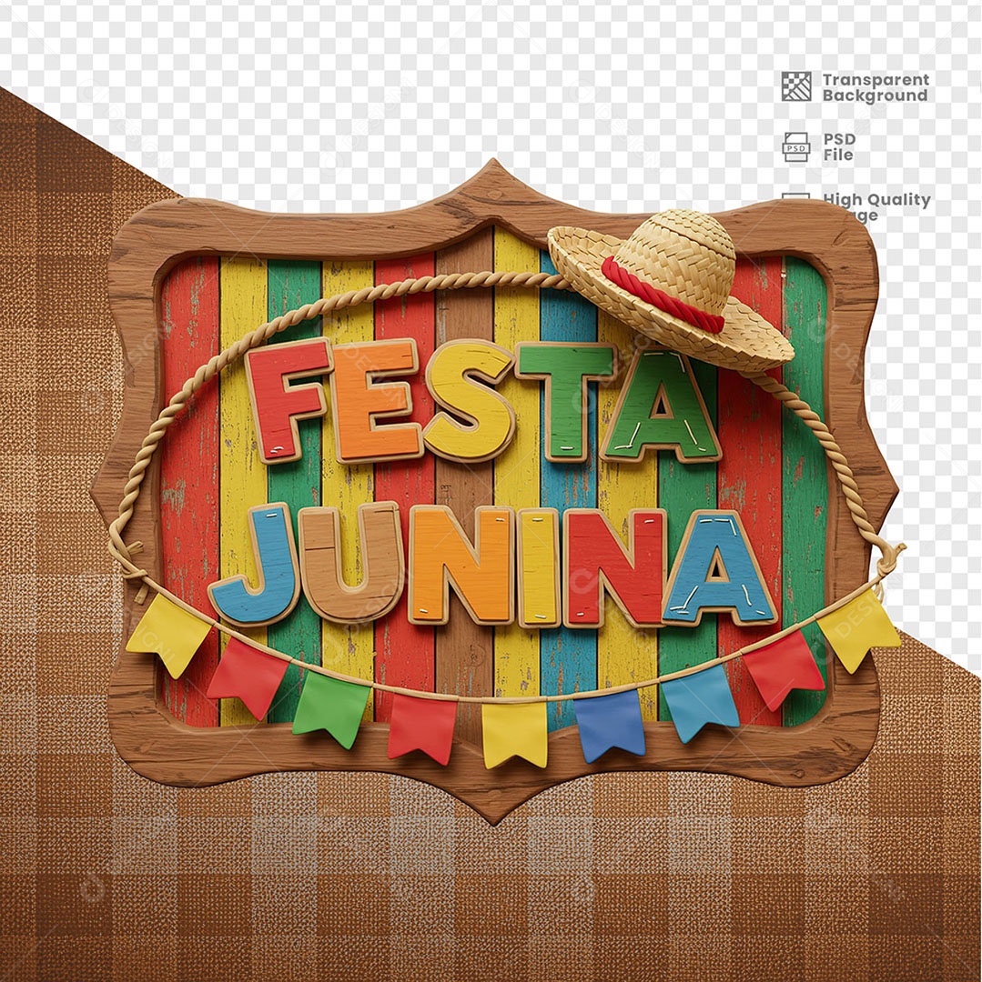 Selo 3D Festa Junina Para Composição PSD