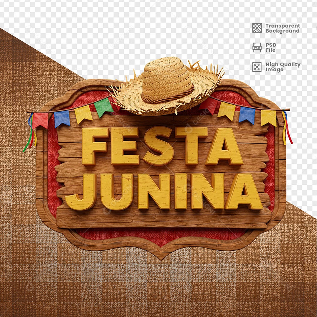 Selo 3D Festa Junina Para Composição PSD