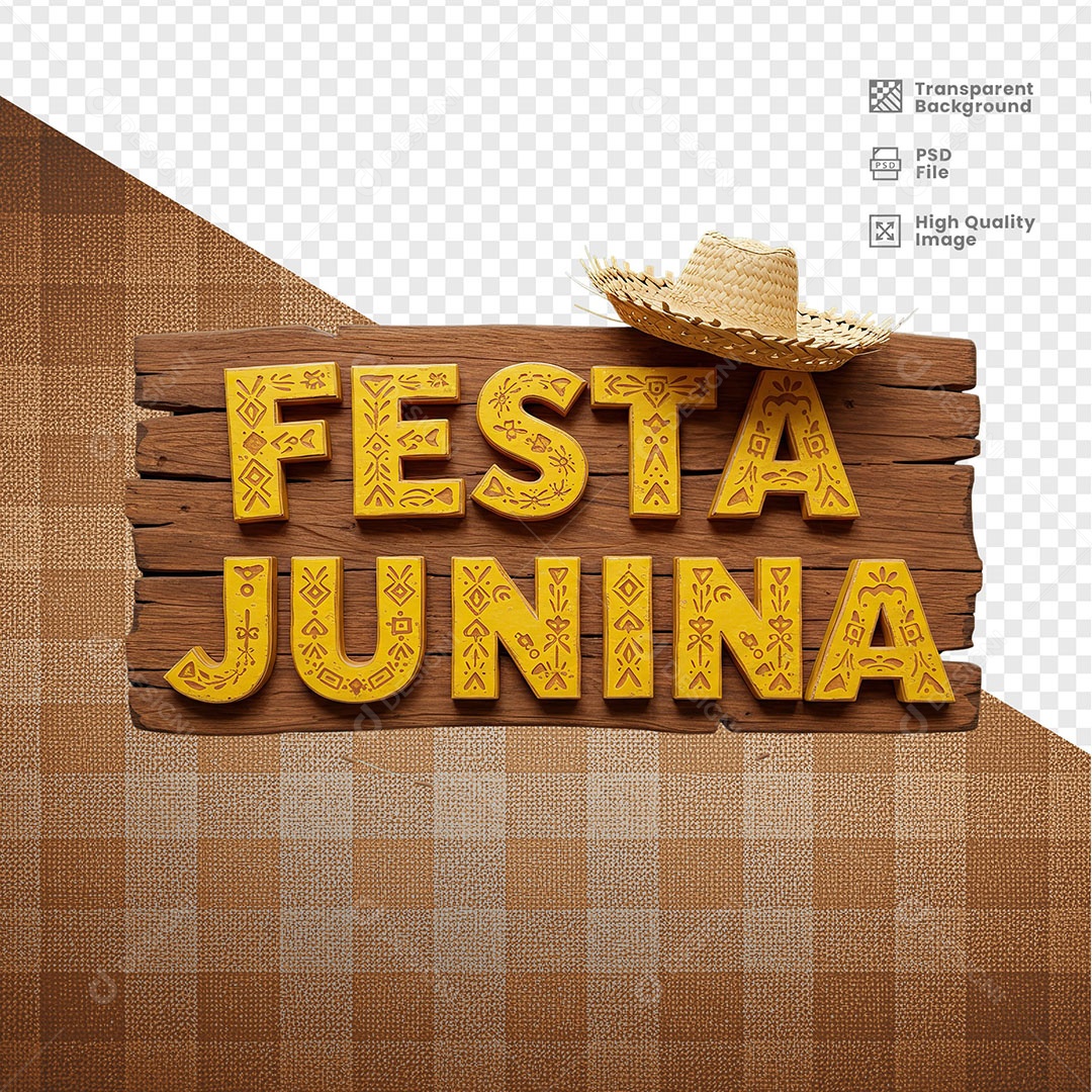 Selo 3D Festa Junina Para Composição PSD