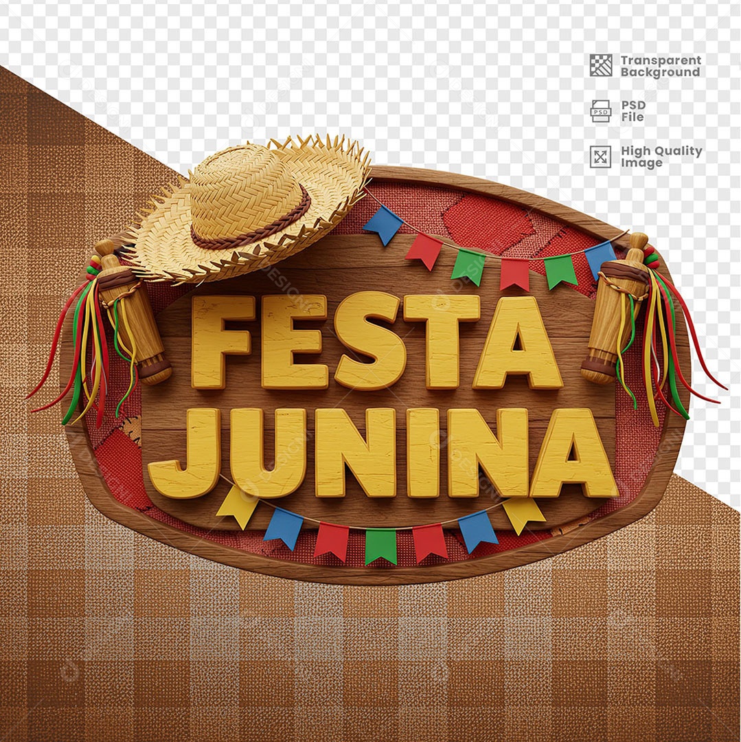 Selo 3D Festa Junina Para Composição PSD