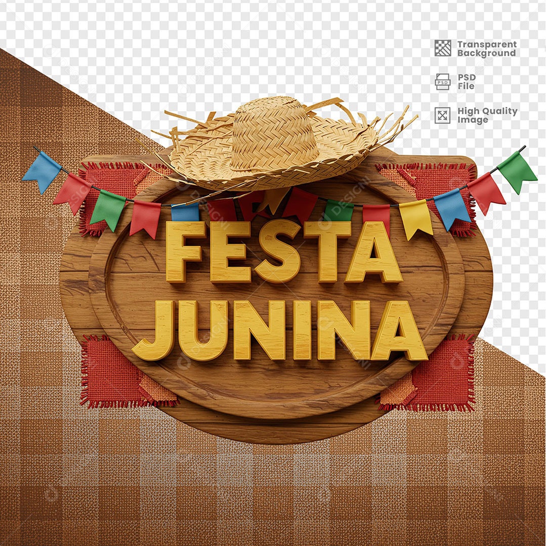 Selo 3D Festa Junina Para Composição PSD