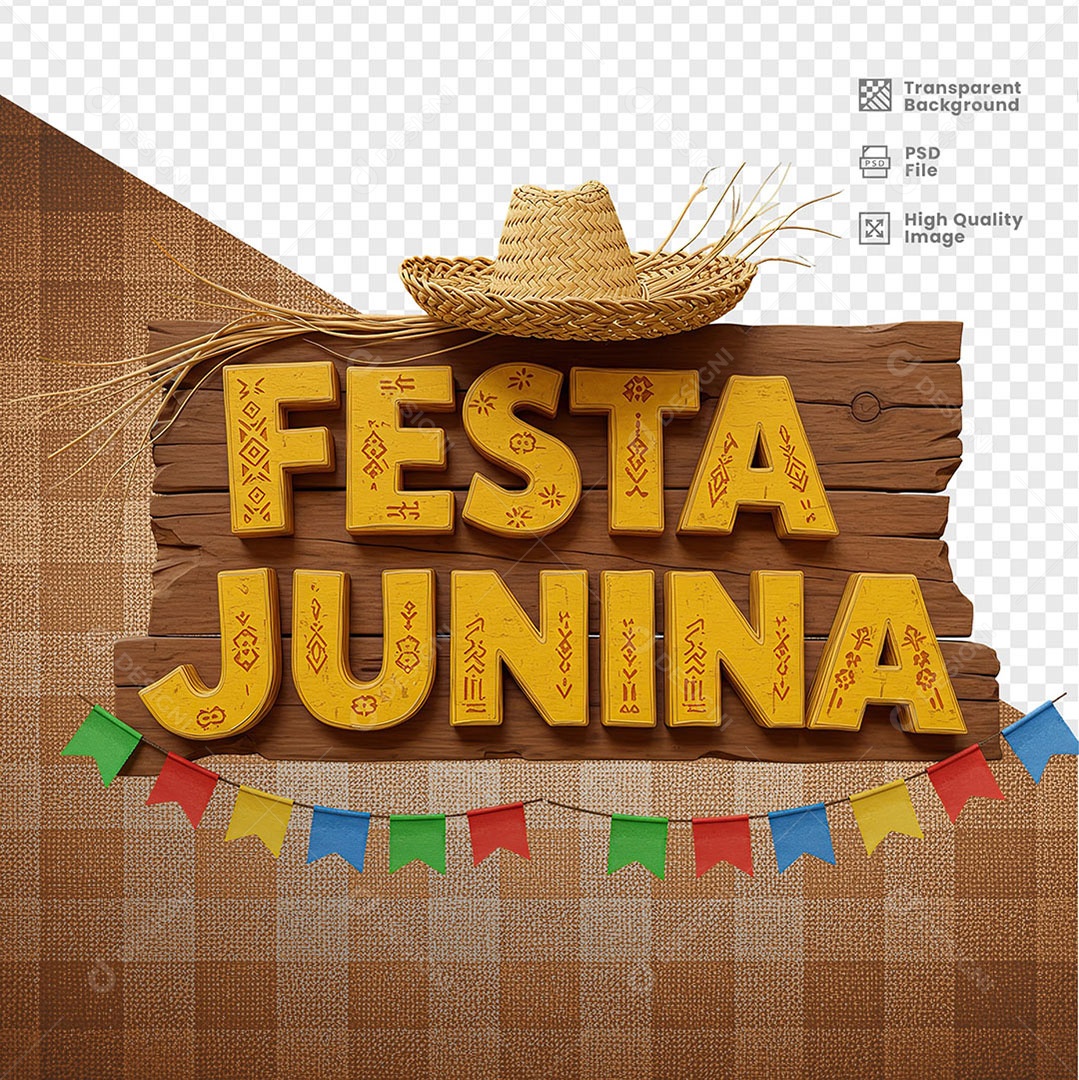 Selo 3D Festa Junina Para Composição PSD