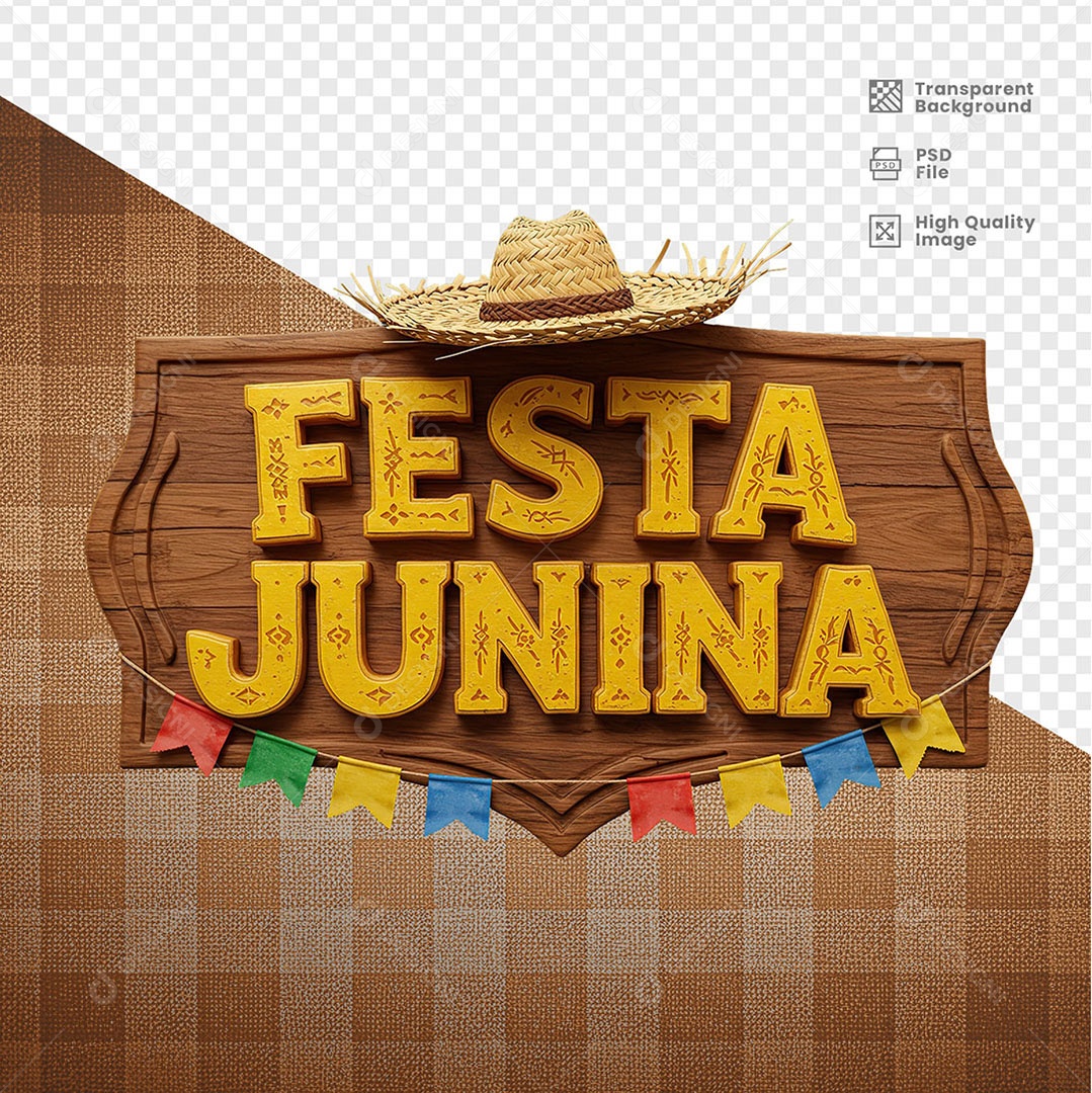 Selo 3D Festa Junina Para Composição PSD