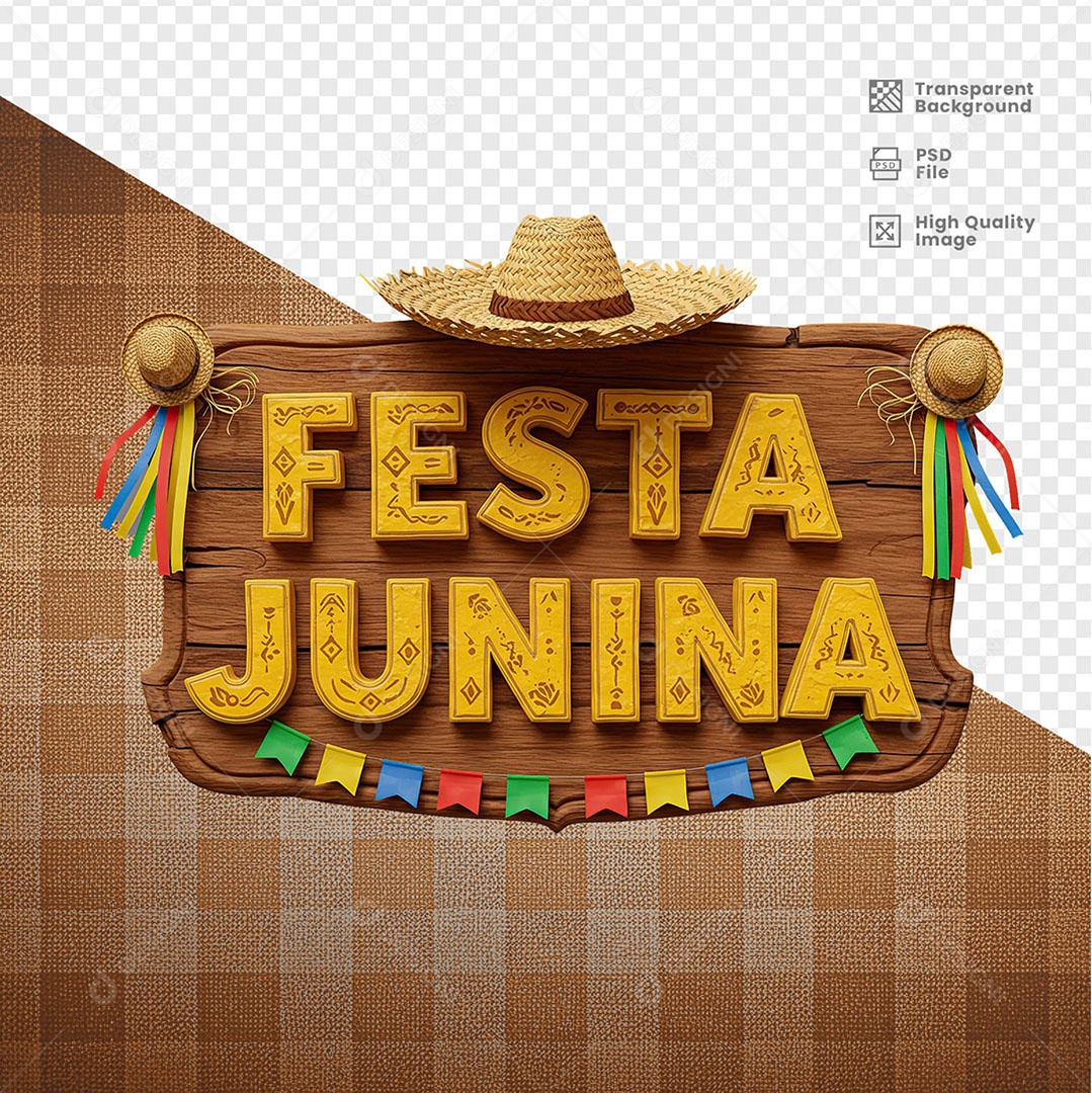 Selo 3D Festa Junina Para Composição PSD