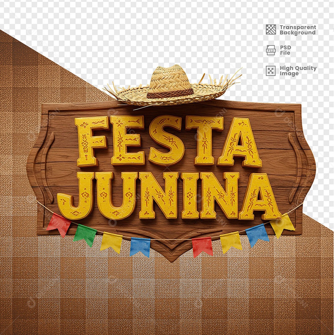 Selo 3D Festa Junina Para Composição PSD