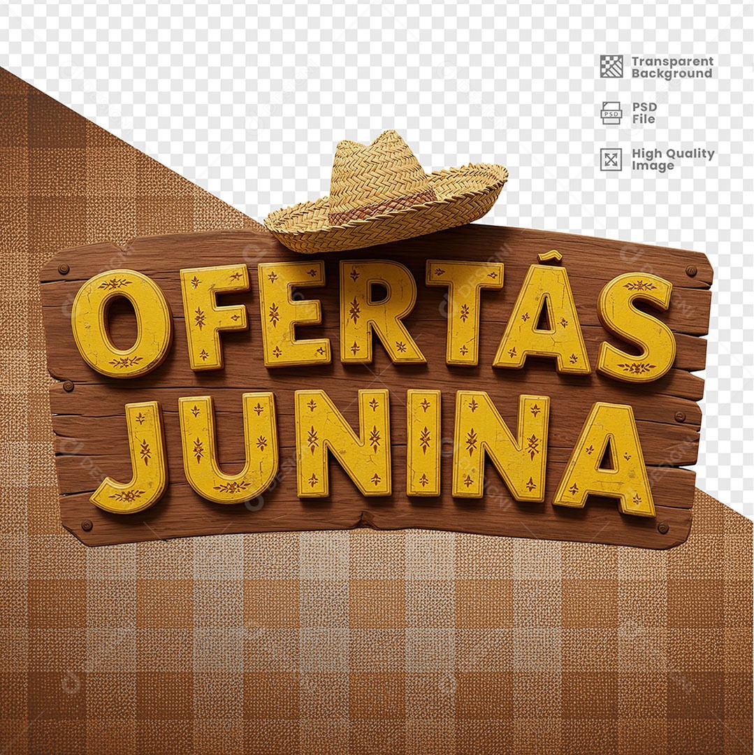 Selo 3D Ofertas Junina Para Composição PSD