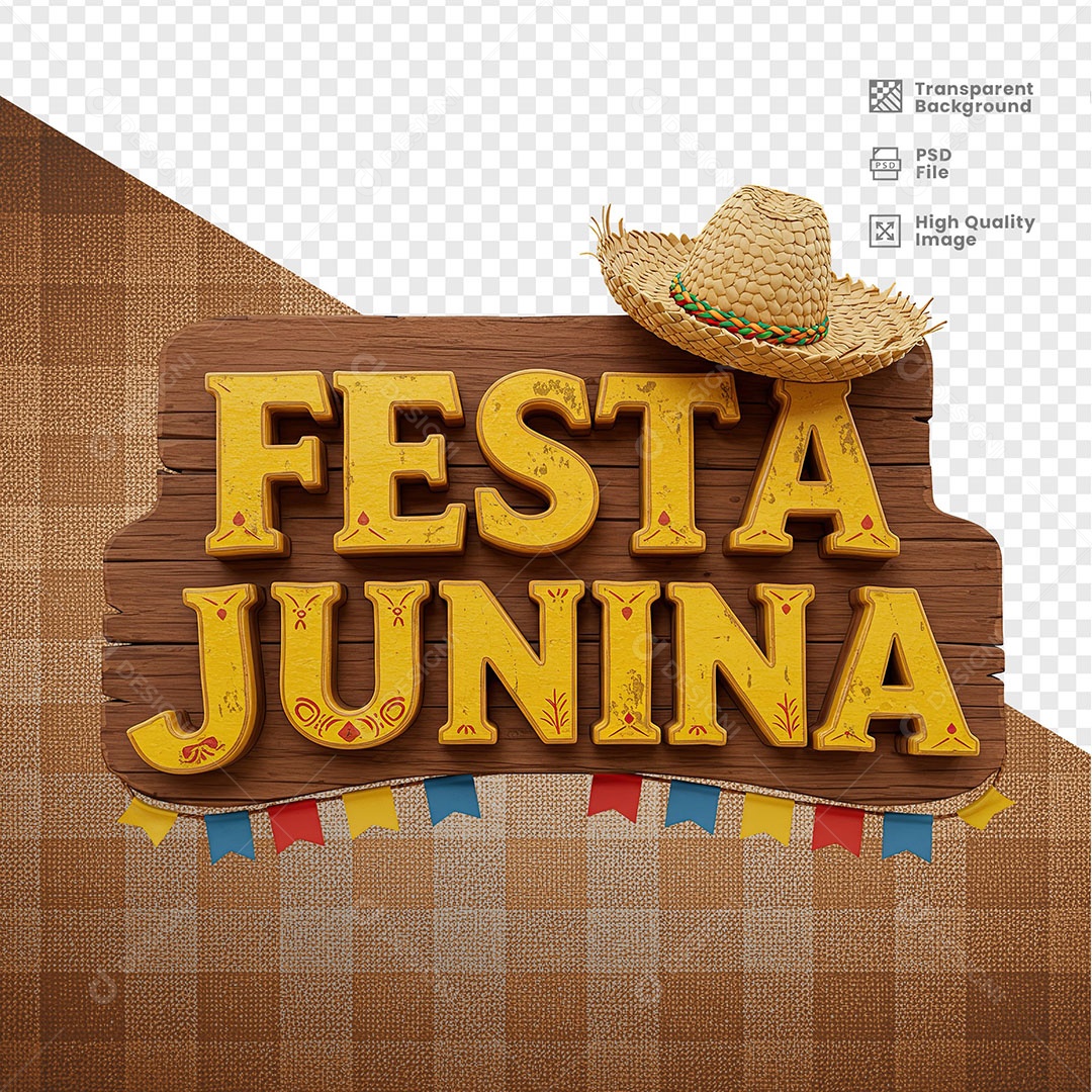Selo 3D Festa Junina Para Composição PSD