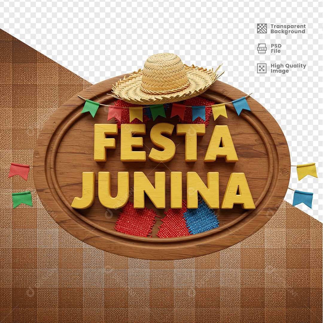 Selo 3D Festa Junina Para Composição PSD