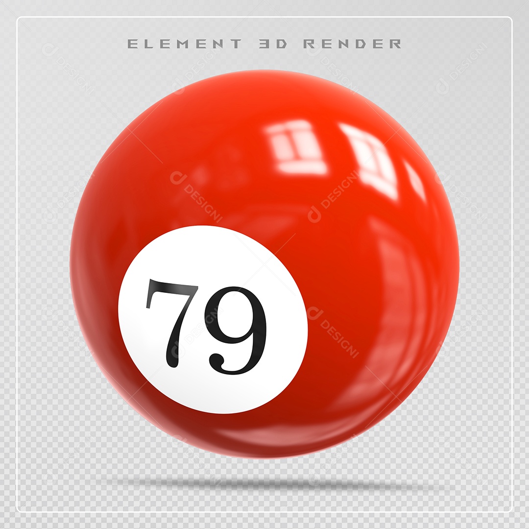 Bola de Bilhar Número 79 Vermelho Elemento 3D para Composição PSD