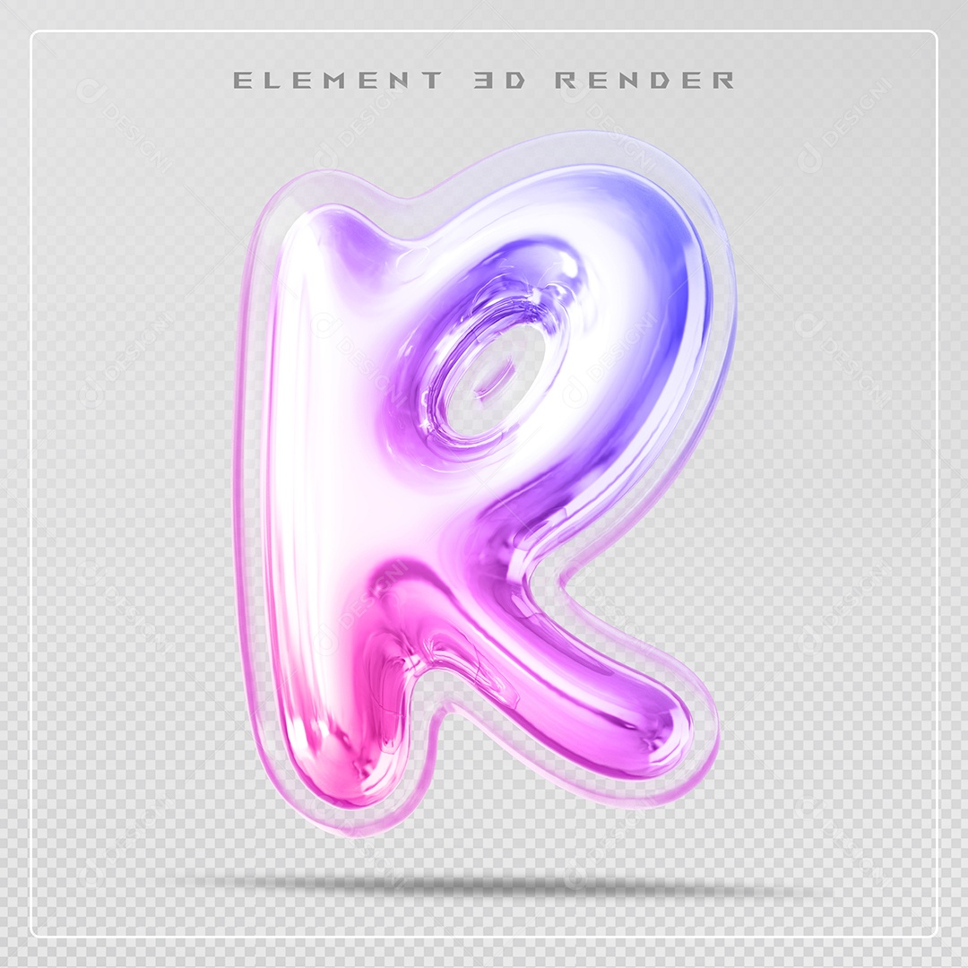 Elemento 3D Letra R Colorido Para Composição PSD