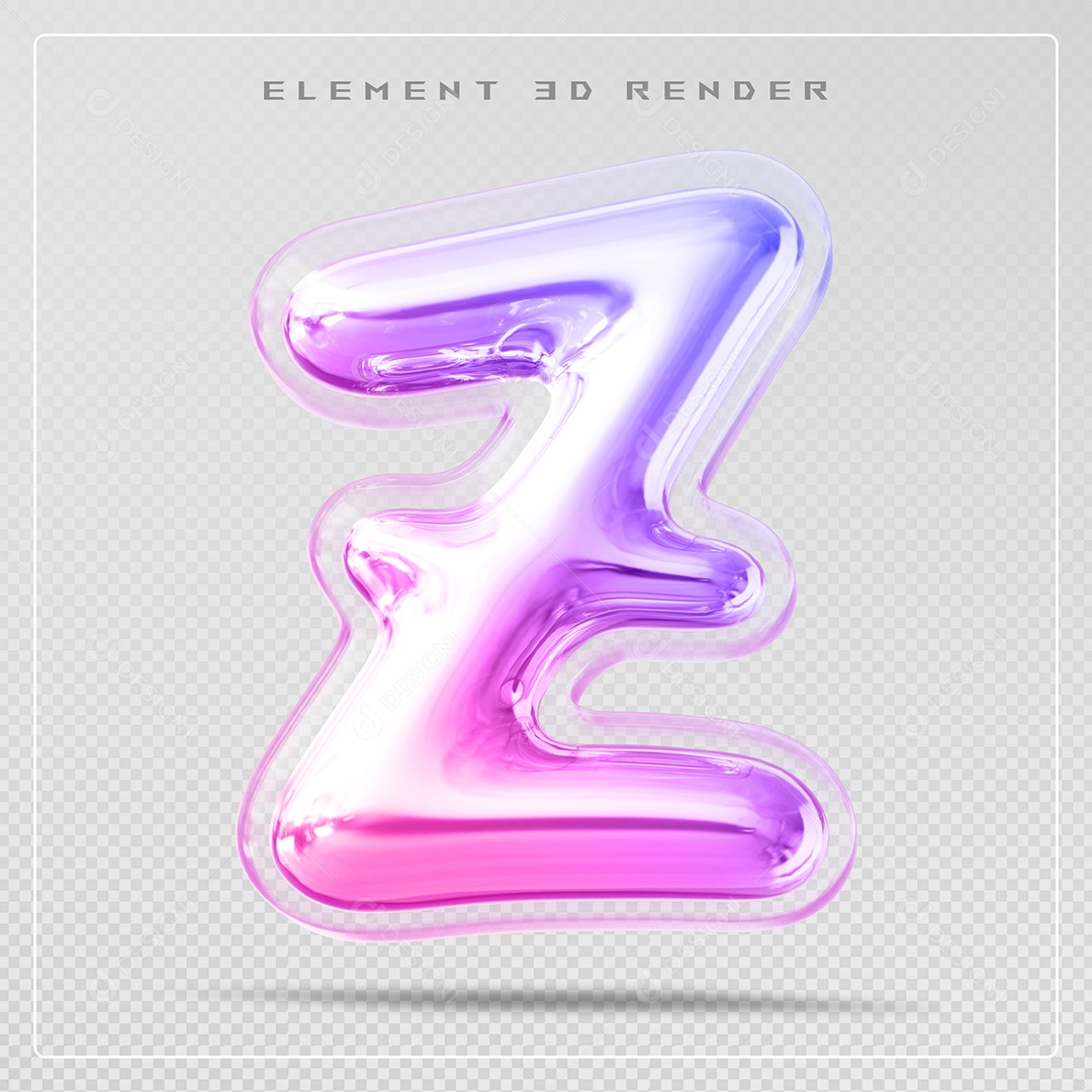 Elemento 3D Letra Z Colorido Para Composição PSD