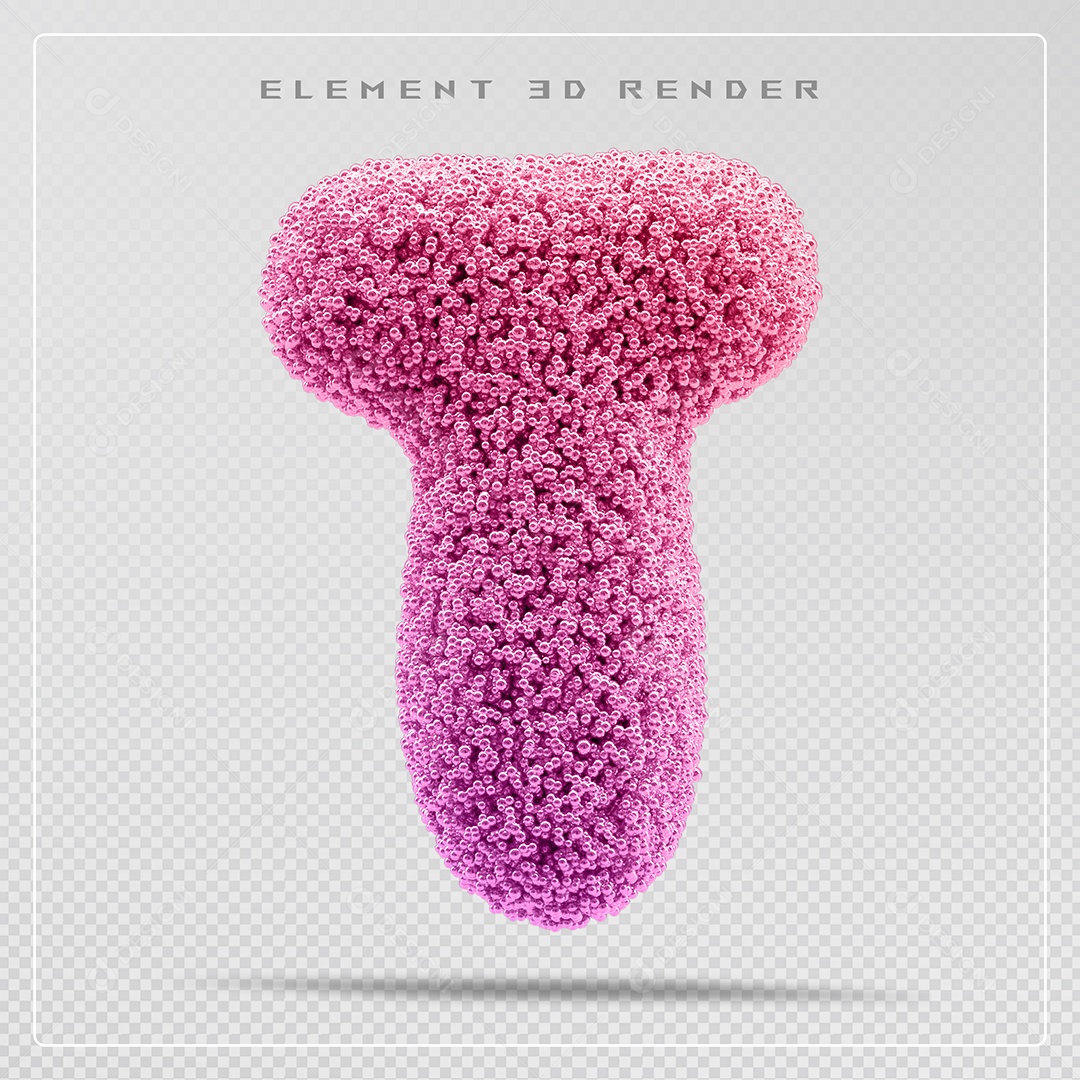 Elemento 3D Letra T Rosa Para Composição PSD