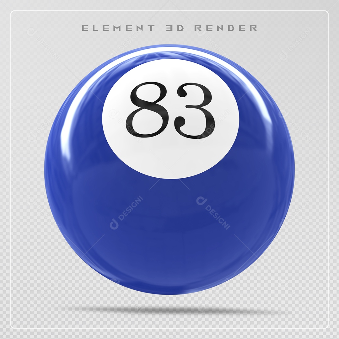 Bola de Bilhar Número 83 Azul Elemento 3D para Composição PSD