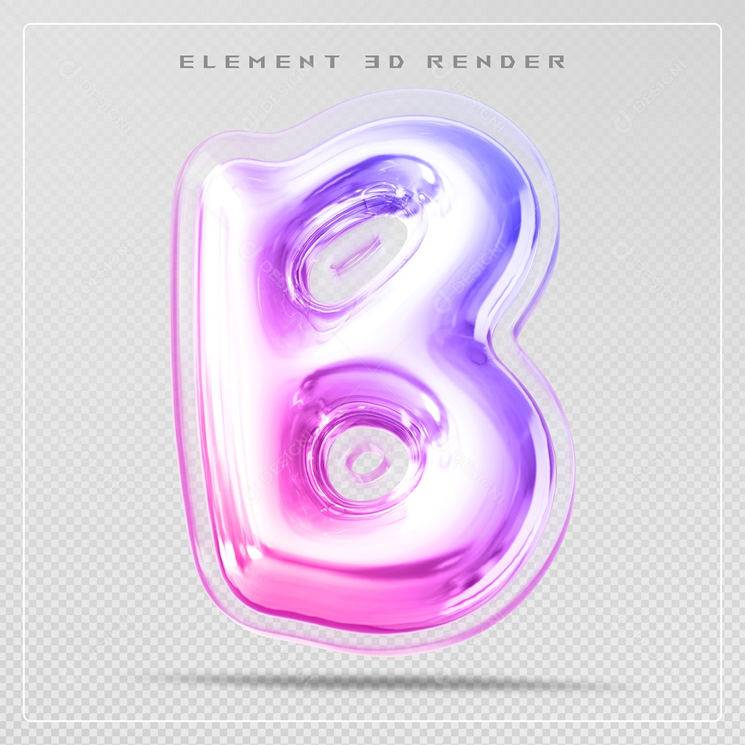 Elemento 3D Letra B Colorido Para Composição PSD