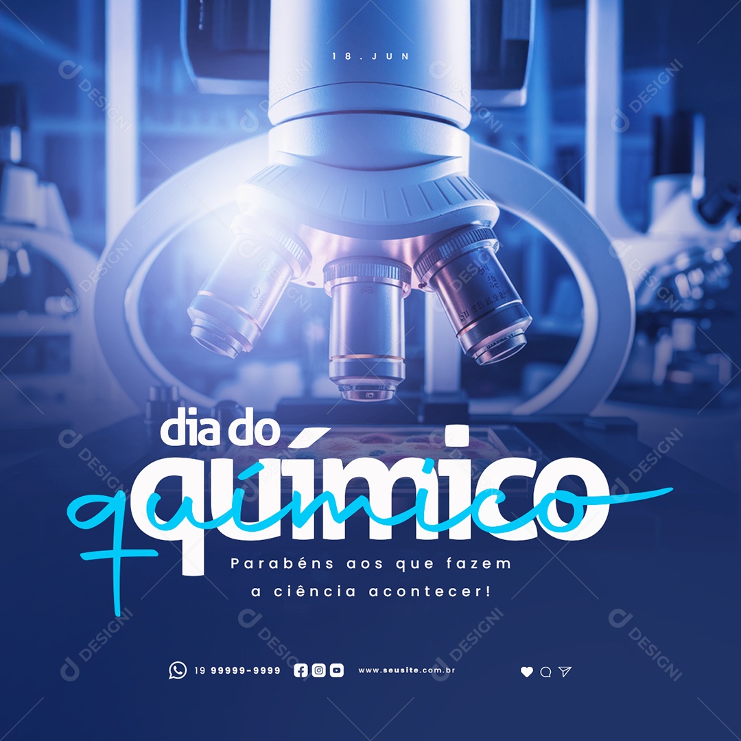 Químico Dia Do Químico 18 De Junho Parabéns Social Media PSD Editável