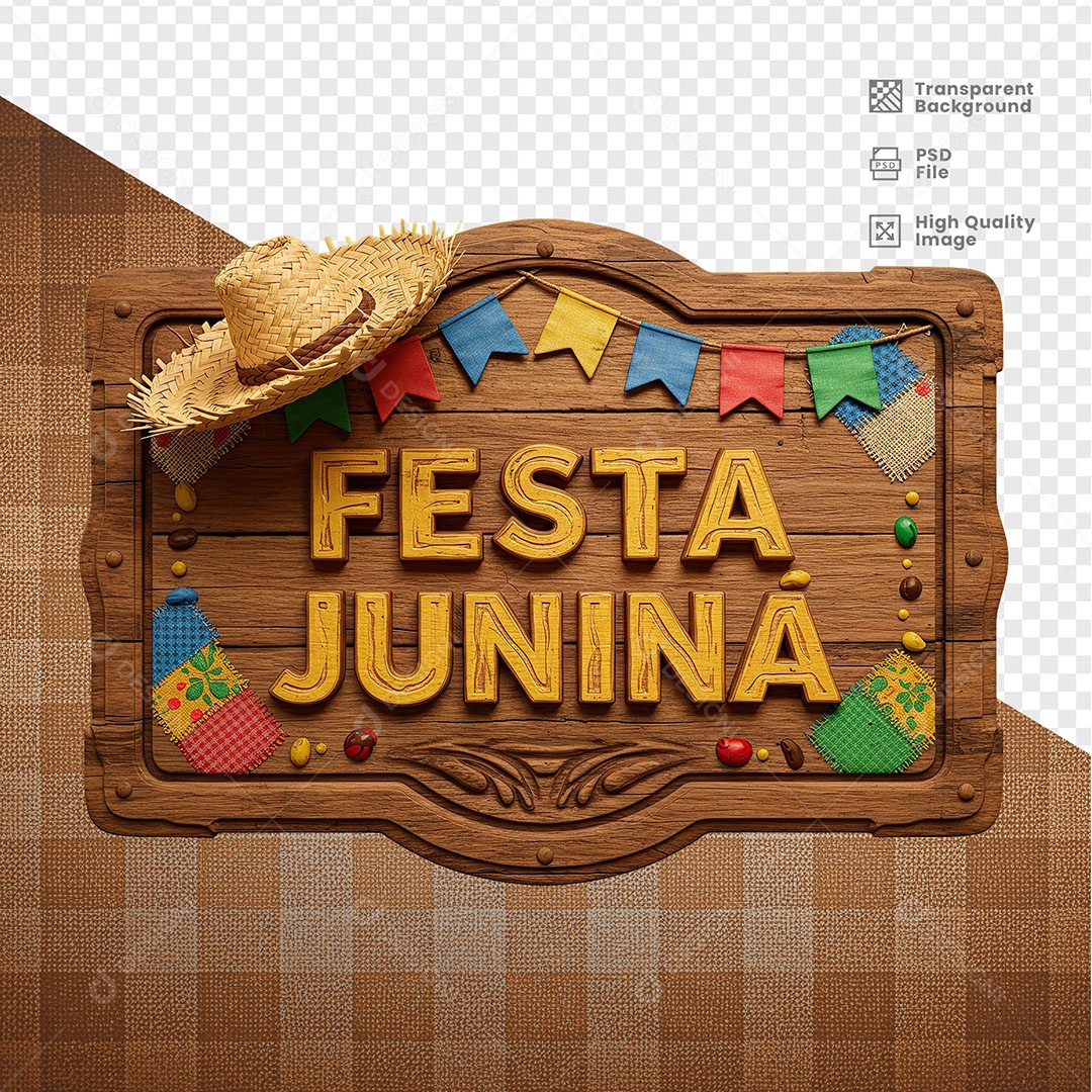 Selo 3D Festa Junina Para Composição PSD