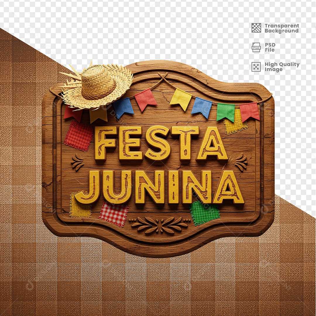 Selo 3D Festa Junina Para Composição PSD